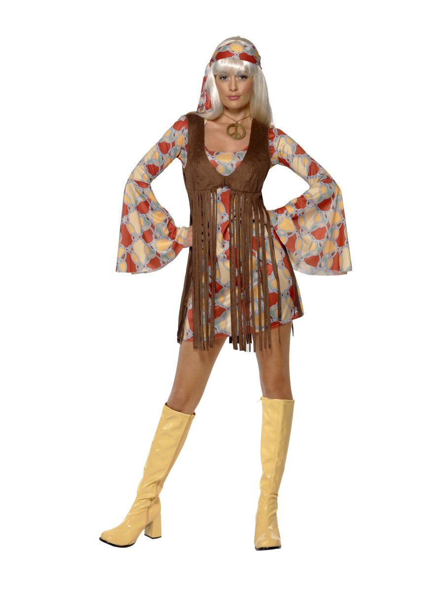  60s Hippie Dress 70s 60s Long Sleeve Groovy Gogo