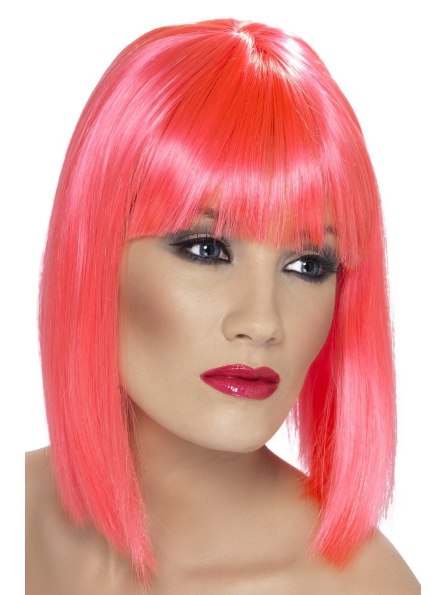 Short Neon Pink Blunt Glam Wig Smiffys .au Smiffys Australia