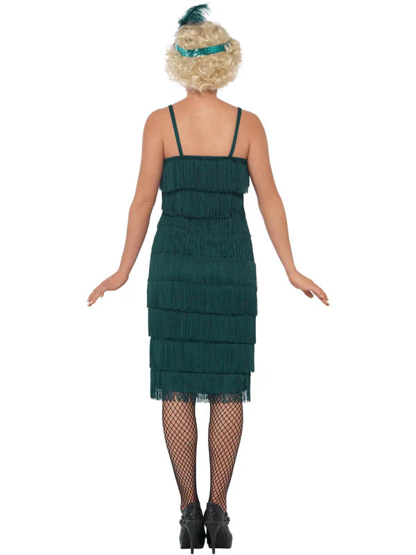 Flapper Costume, Teal Green, with Long Dress