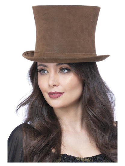 Deluxe Authentic Victorian Top Hat, Brown