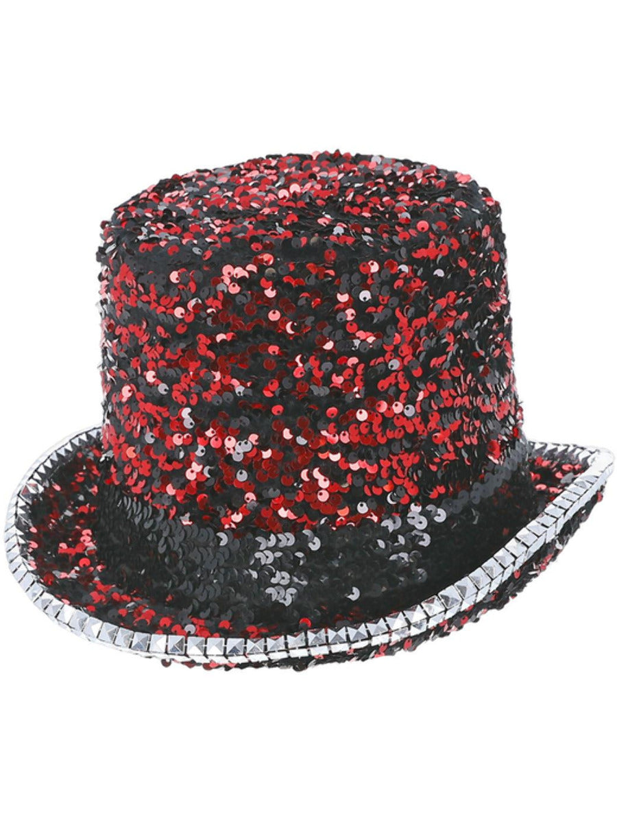 Fever Deluxe Felt & Sequin Top Hat, Red