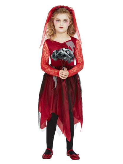 Girls Red Graveyard Bride Costume Alt1