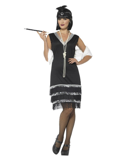 Flapper Costume, Black, with Dress & Fur Stole Alternative View 3.jpg