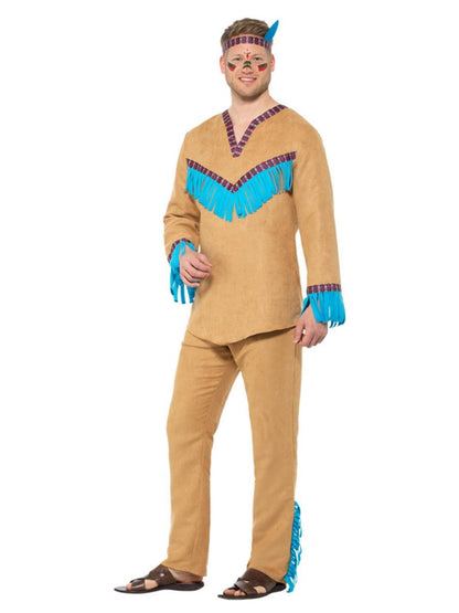 Native American Inspired Warrior Costume, Blue & Brown