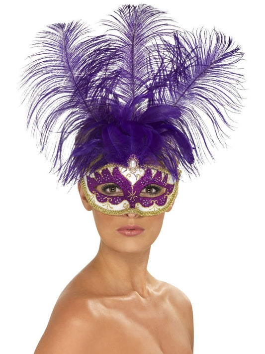 Purple Can Can Beauty Eyemask with Feather