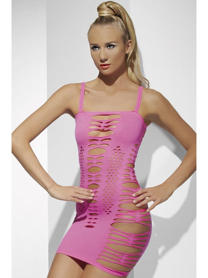 Seamless Mini Dress, Neon Pink, Slashed Alternative View 1.jpg