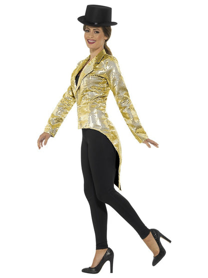 Sequin Tailcoat Jacket, Ladies, Gold Alternative View 1.jpg