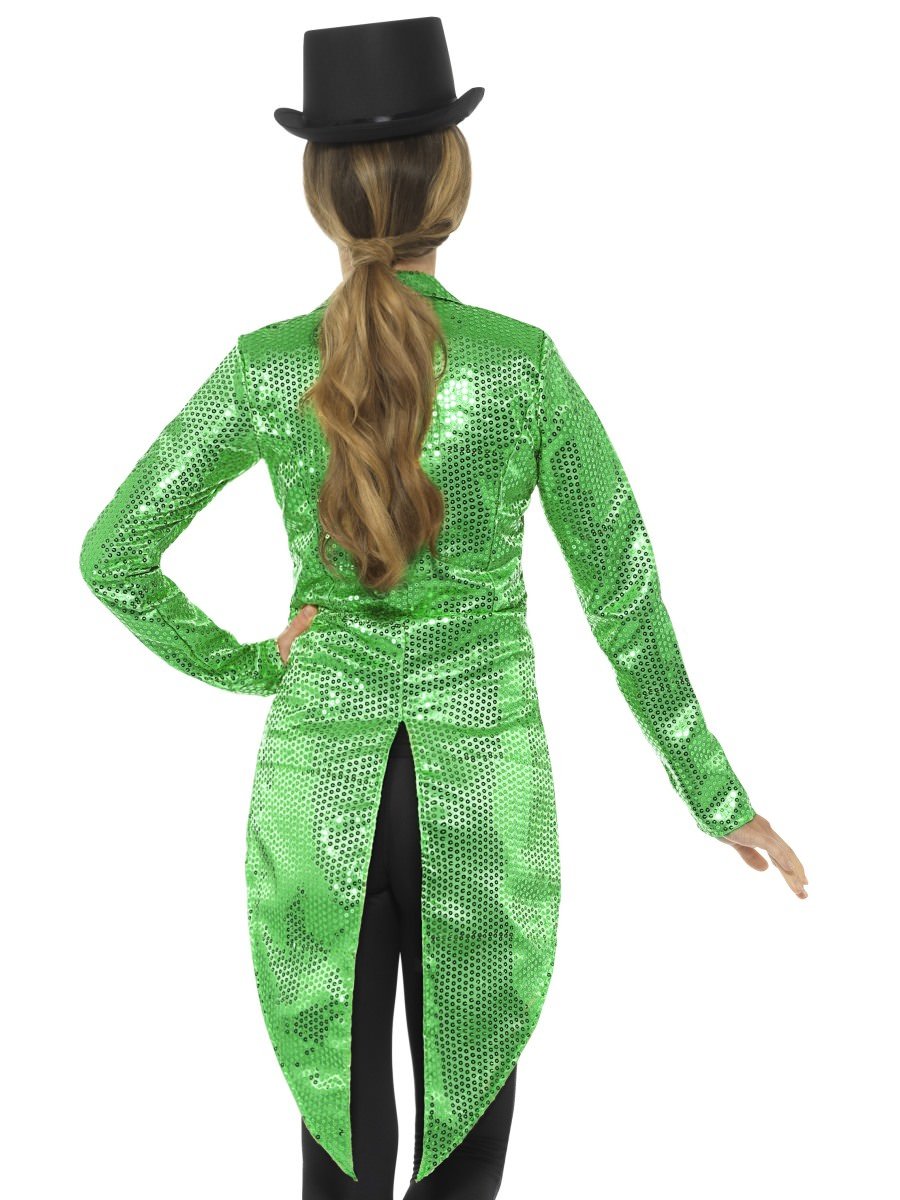 Sequin Tailcoat Jacket, Ladies, Green Alternative View 2.jpg