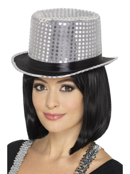 Sequin Top Hat, Silver Alternative View 1.jpg