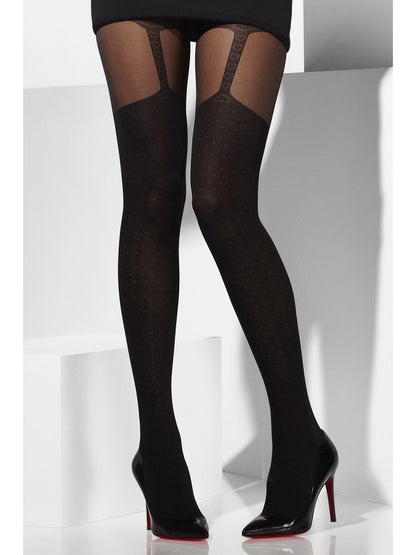 Sheer Tights, Black, with Suspender Print Alternative View 1.jpg